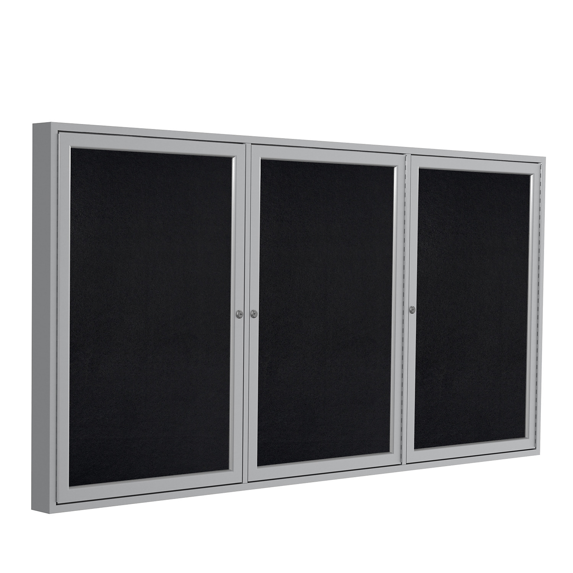 Ghent, 3 Door Rub Bulletin Board w/Alum 4ft.x6ft., BK, Color Finish Black, Model# PA34872TR-BK